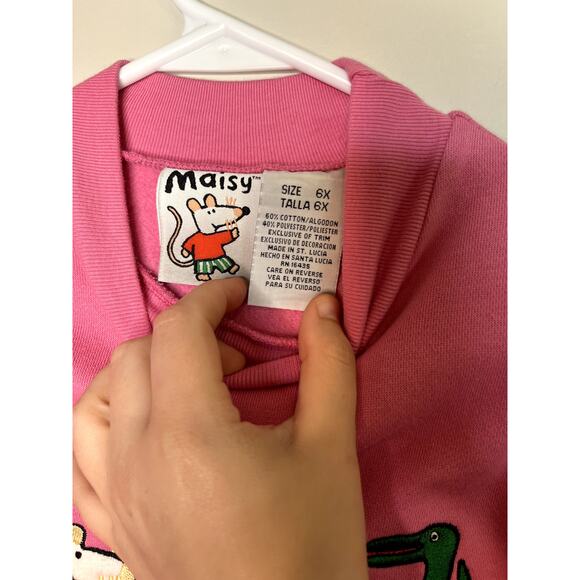 1990s Maisy Mouse Pink Cartoon Nick Jr Ruffle Hem Novelty Sweatshirt Girls 6x - Picture 4 of 7